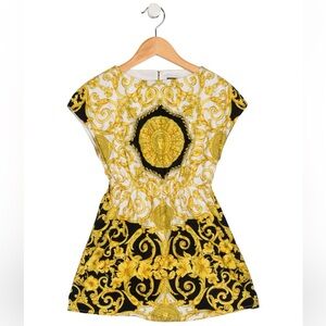 Versace Gold and Black Baroque Mini Dress